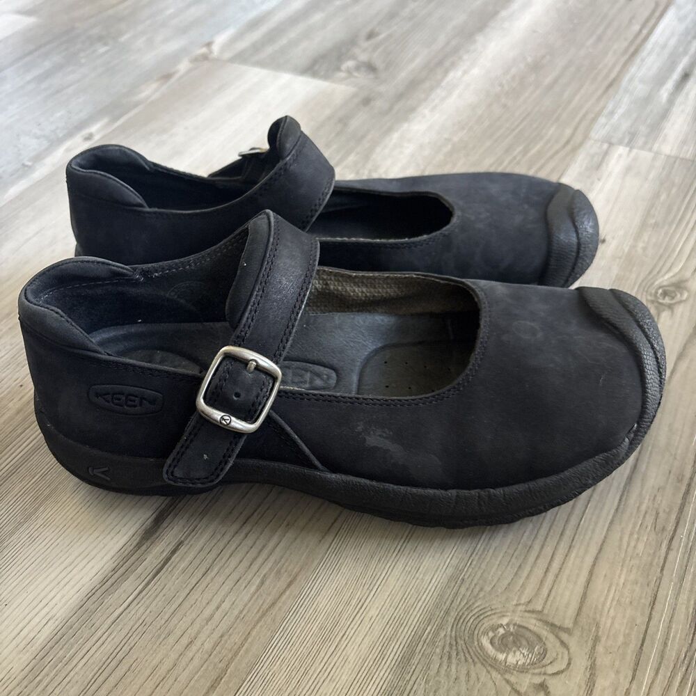 KEEN Mary Jane Black Suede Leather Utility Flats Shoes Comfort Women's Size 7.5 - Picture 4 of 9